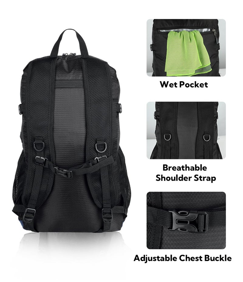 WATERFLY Lightweight Packable Hiking Backpack: 30L Foldable Travel Daypack Ultralight Camping Day Pack for Woman Man - Image 5